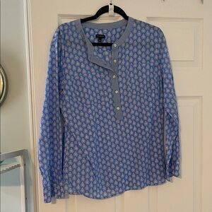 Talbots Blue and White Patterned Blouse